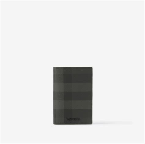 Check Passport Holder in Charcoal .